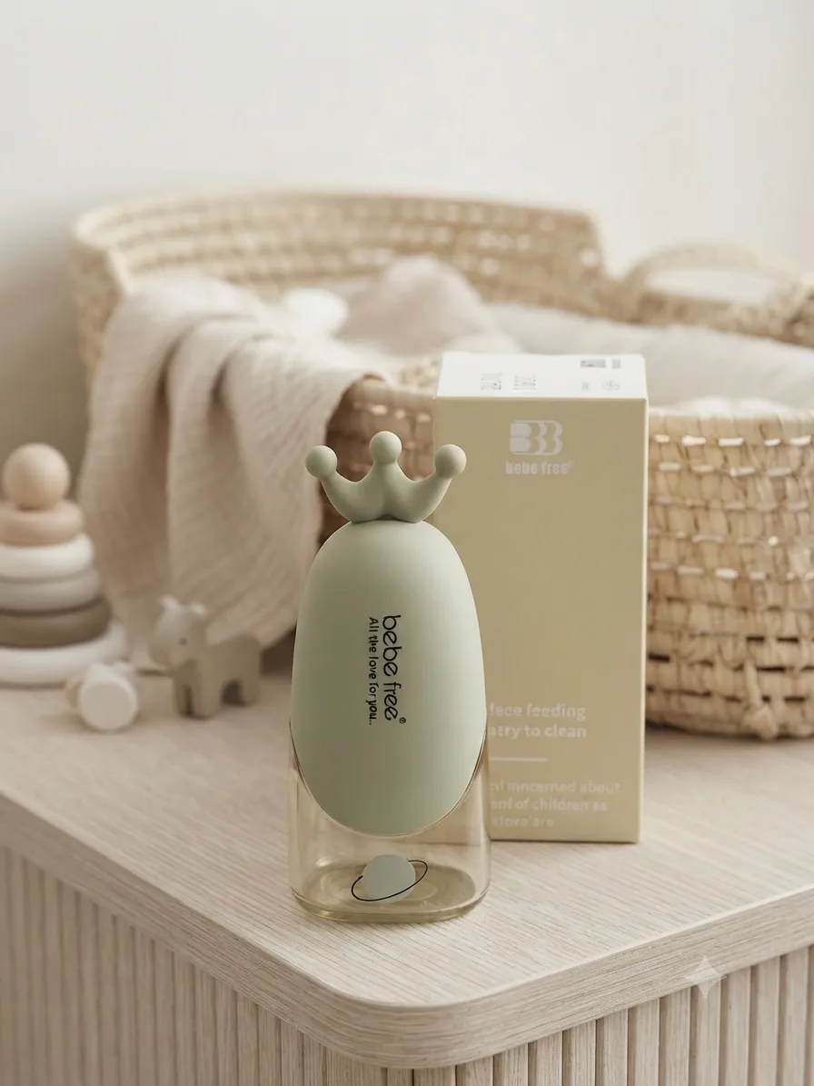 مەمەی شیری Bebe Free تریتان 240ml (8oz) دژە شکان – شێوەی موڕەباع – +6 مانگ