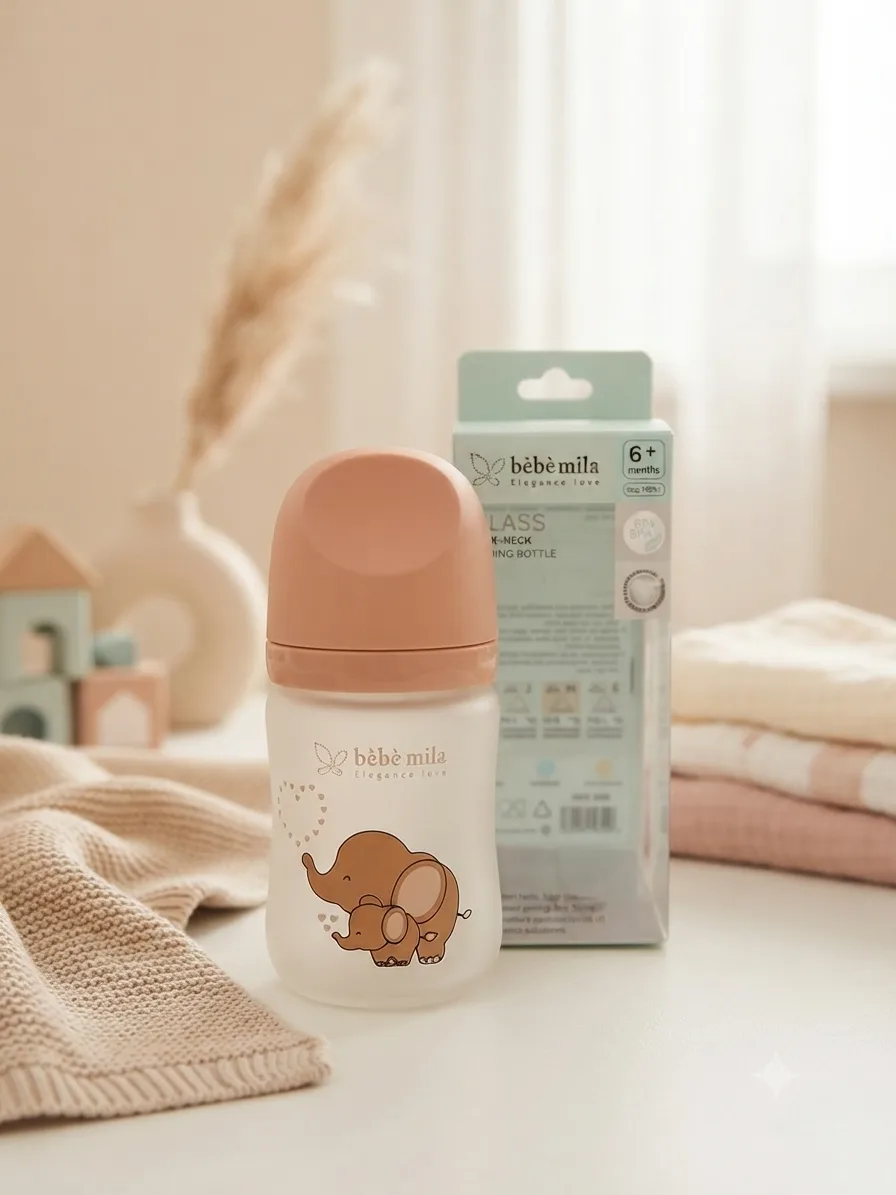 Bébé Mila Anti-Break Wide Neck Baby Feeding Bottle No. 5 – 180 ml – 6+ Months