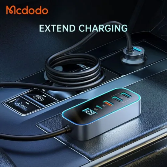 MCDODO 107W بارگاوی ئۆتۆمبێل لەگەڵ PD + 4 دەروازەی USB، بارگاویکردنی خێرا، و پیشاندەری LED