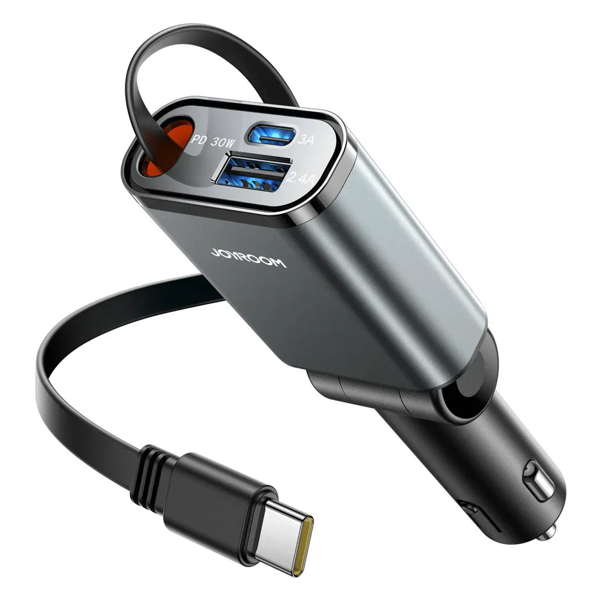 Joyroom - 45W -JR-CCL07 3-in-1 Retractable Car Charger-Dark Grey