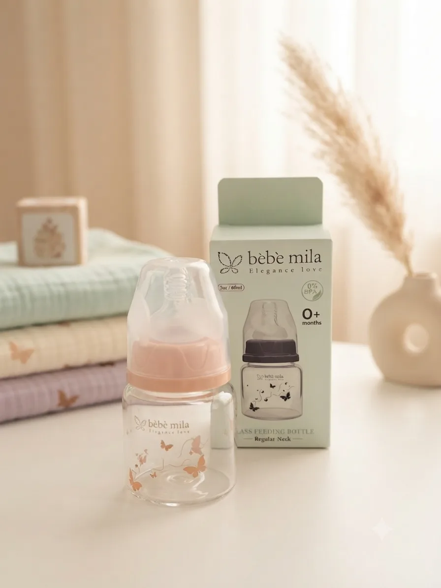 مەمەی شیری شوشەیی Bébé Mila ڕەقەمی ٢ (٦٠ مل) 