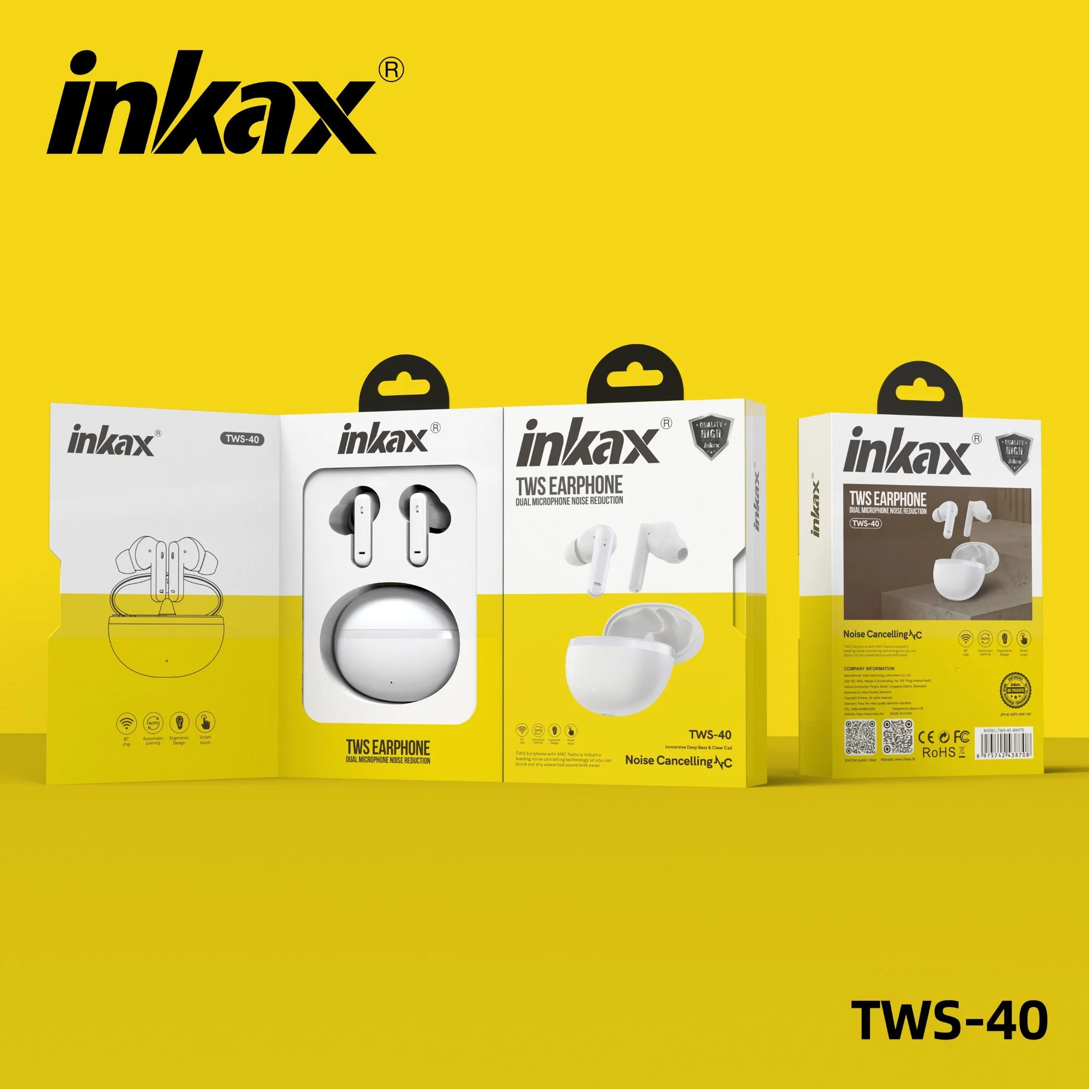 INKAX TWS-40 ANC+ENC 300mAh Wireless Earphone