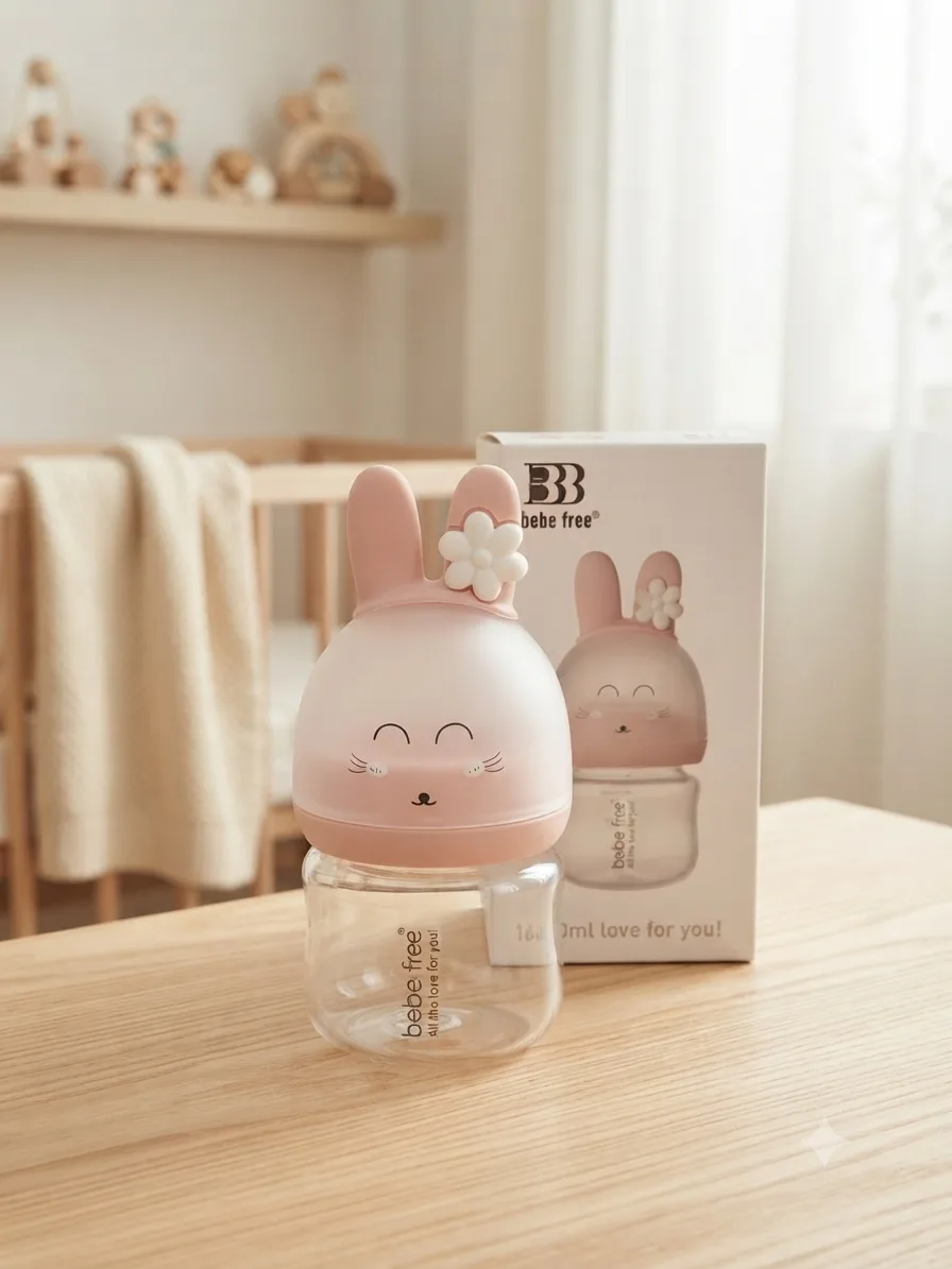 مەمەی شیری Bebe Free پلاستیکی 100ml (3oz) دژە شکان – +0 مانگ