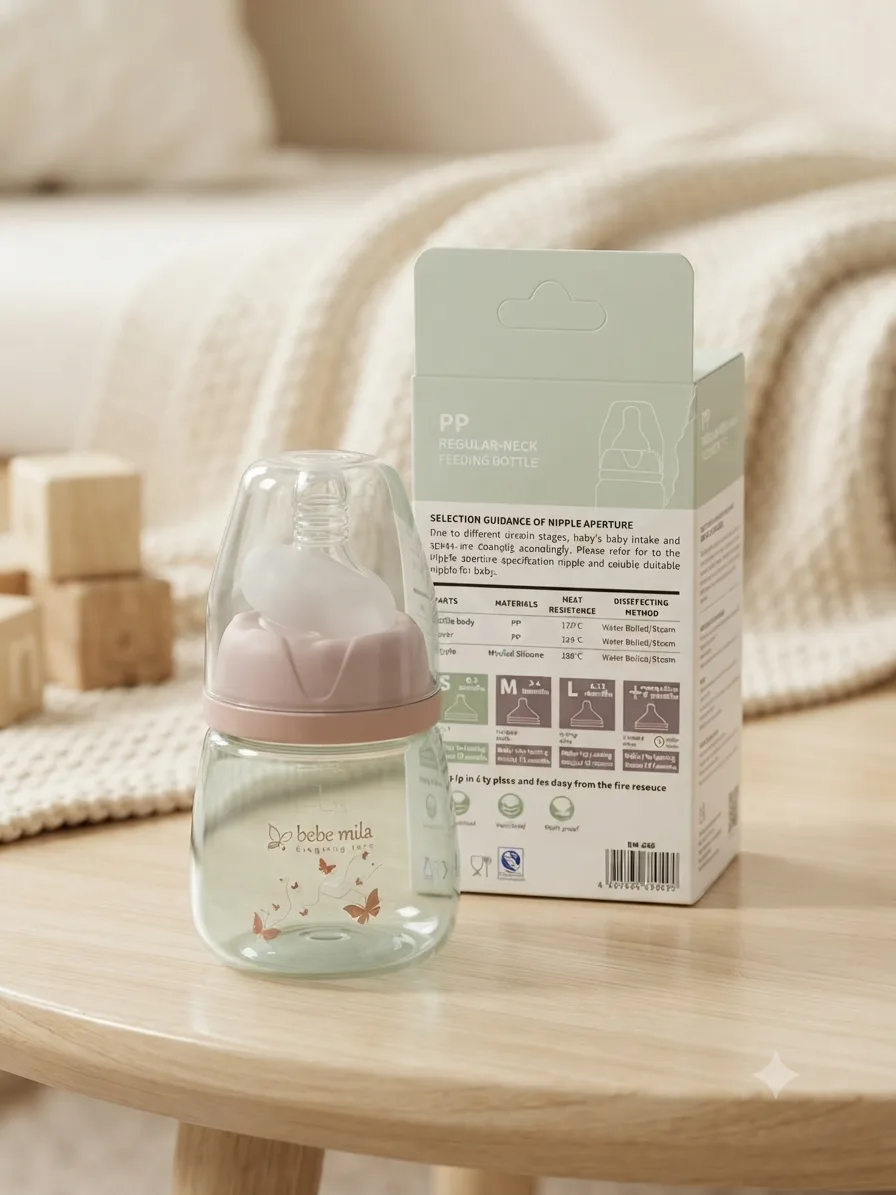 شوشەی شیری پلاستیکی دژەشکان Bébé Mila ڕەقەمی ٢ – (٦٠ مل)