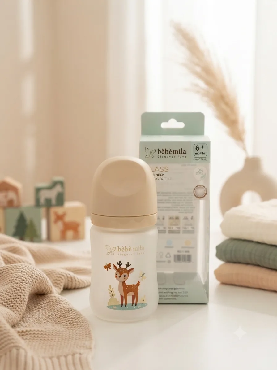 Bébé Mila Anti-Break Wide Neck Baby Feeding Bottle No. 5 – 180 ml – 6+ Months