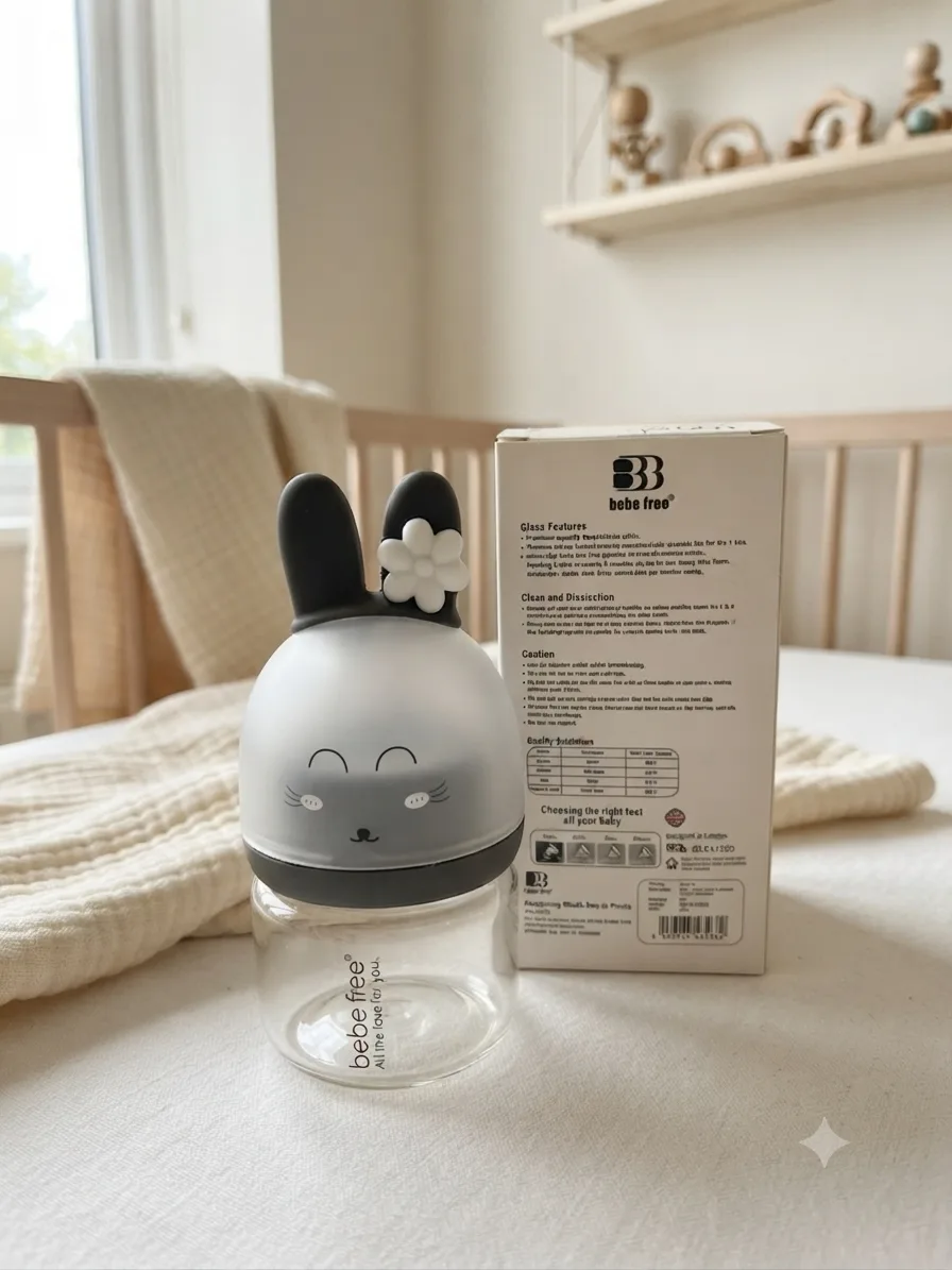 Bebe Free Glass Baby Feeding Bottle 100ml (3oz) – Newborn+