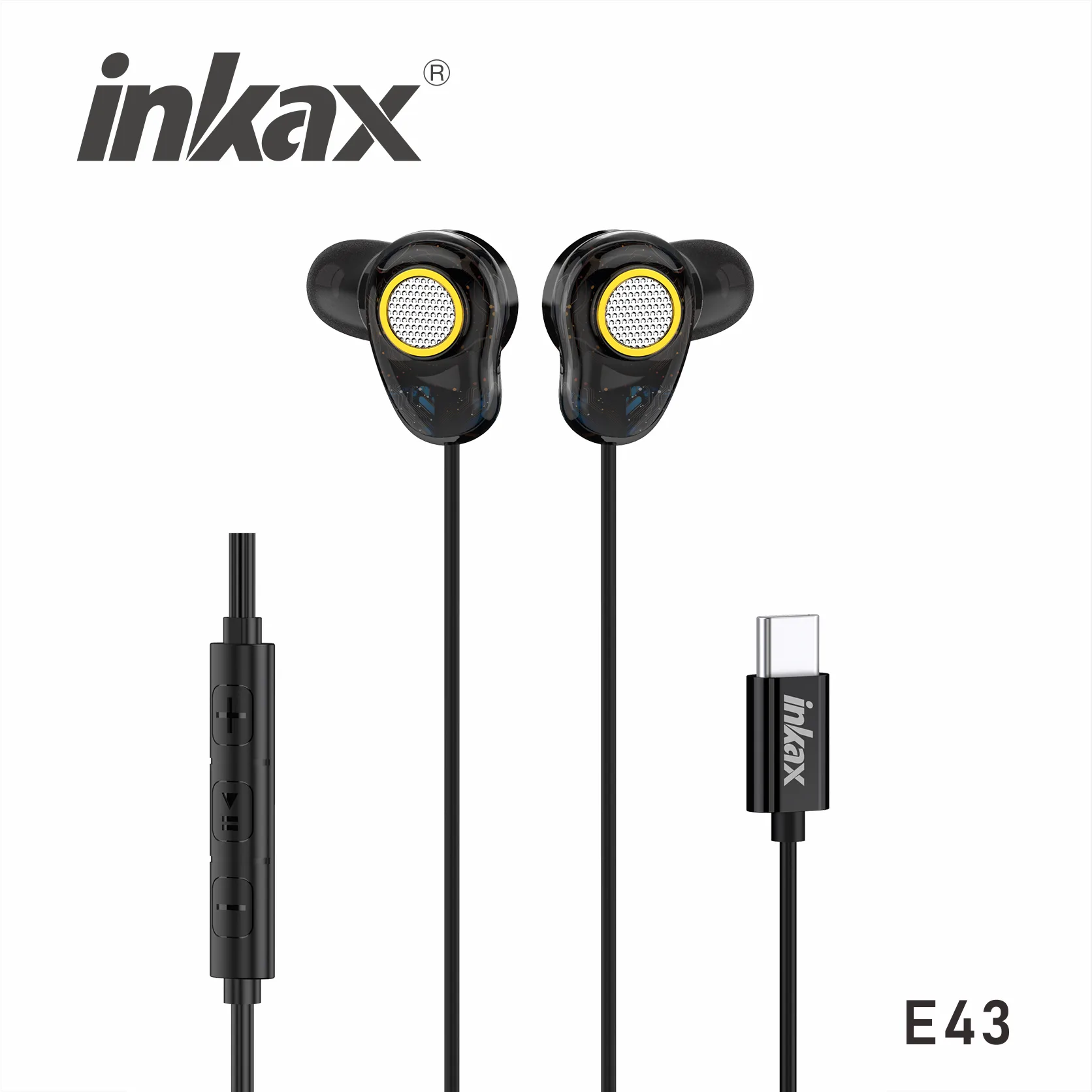 INKAX E43 1.2M TYPE-C Noise-Cancelling Sleep Earbuds