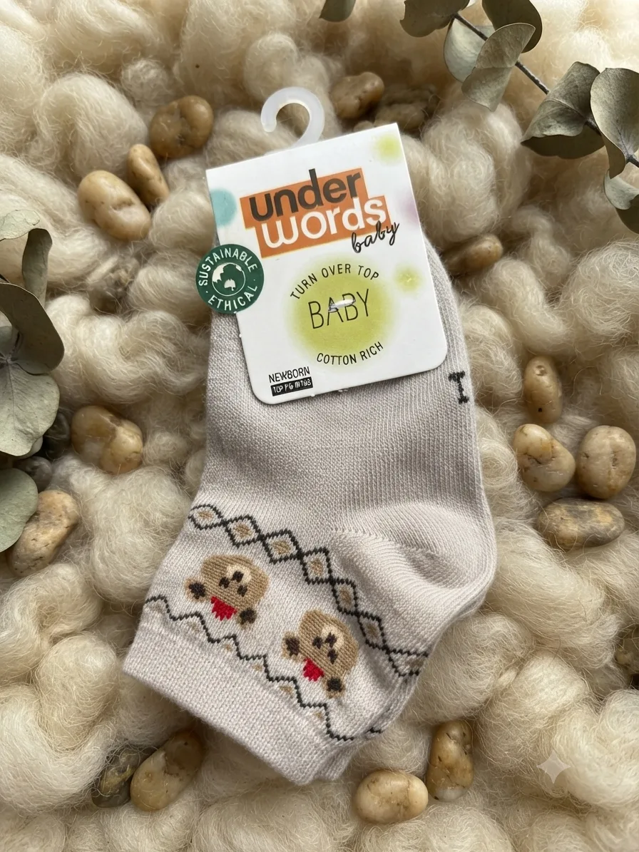 Baby Cotton Socks with Twin Bear Pattern (6–24 Months)