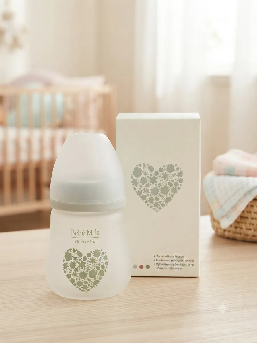 Bébé Mila Anti-Break Glass Baby Feeding Bottle No. 6 – Full Silicone Coated, Wide Neck (180 ml)