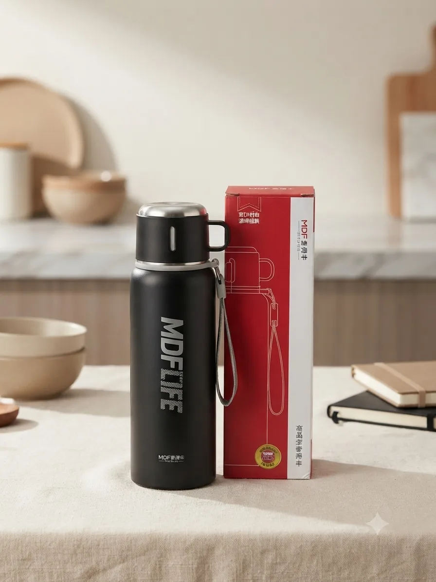     بوتڵی گەرم و سارد ڕاگرتنی ستەینلێس بە دەستگرت 950ml