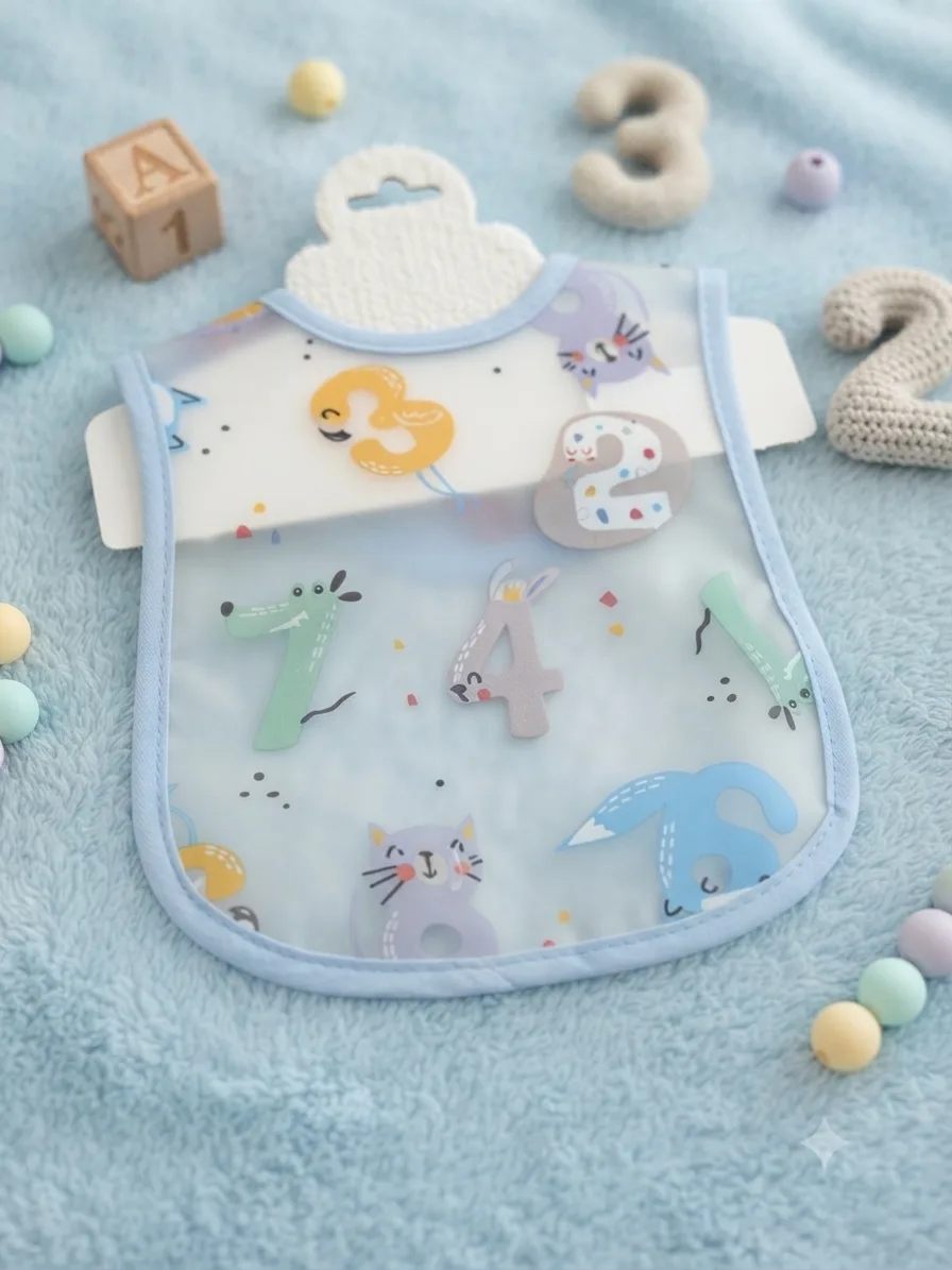 Patterned Baby Bib with Full Terry Cloth Back