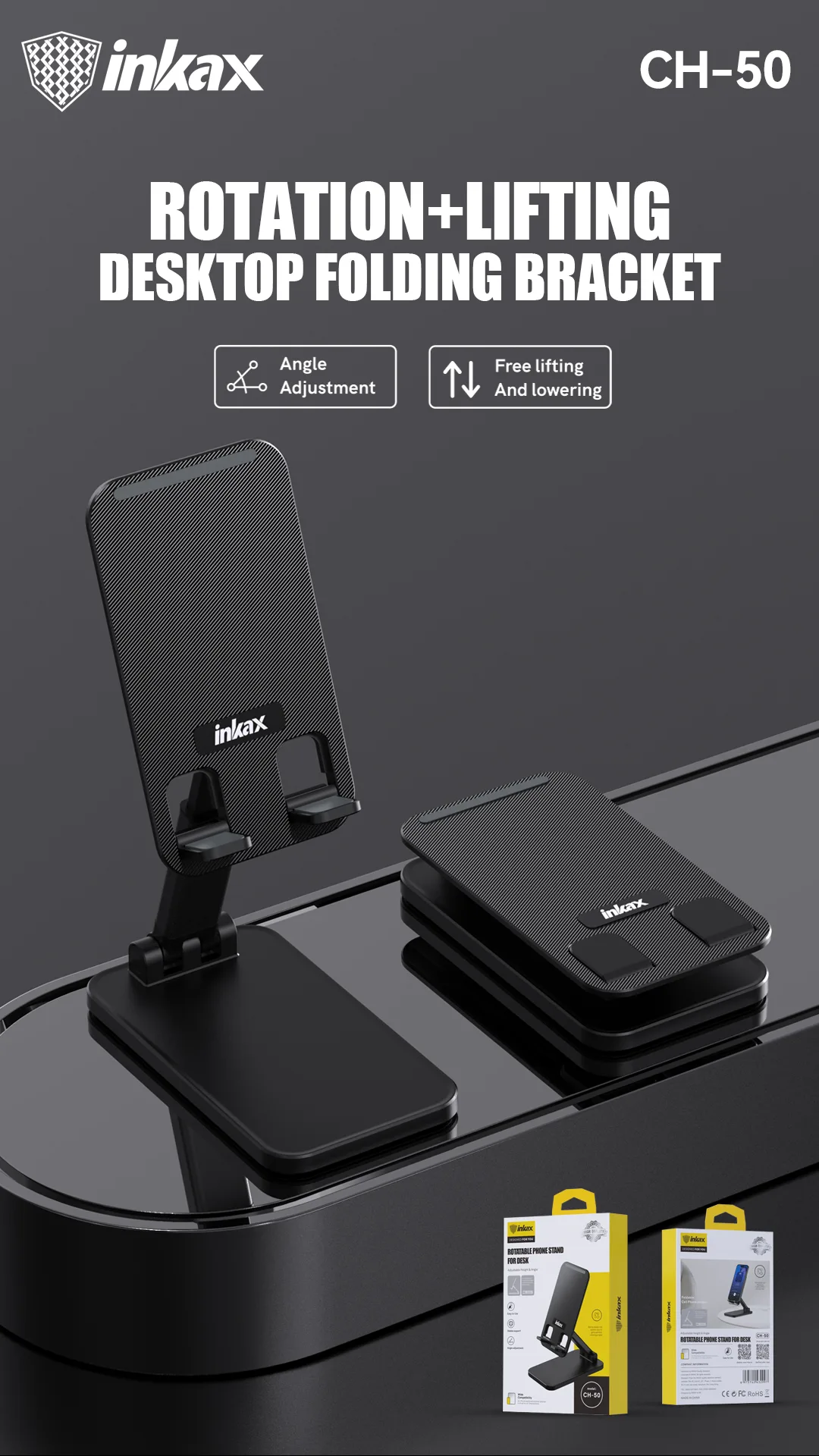 Inkax – Updated and swivel phone stand for the CH-50 desk