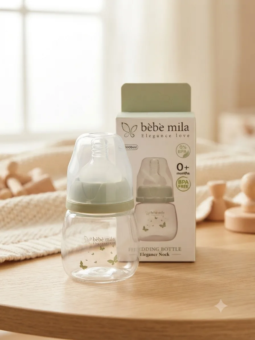 شوشەی شیری پلاستیکی دژەشکان Bébé Mila ڕەقەمی ٢ – (٦٠ مل)