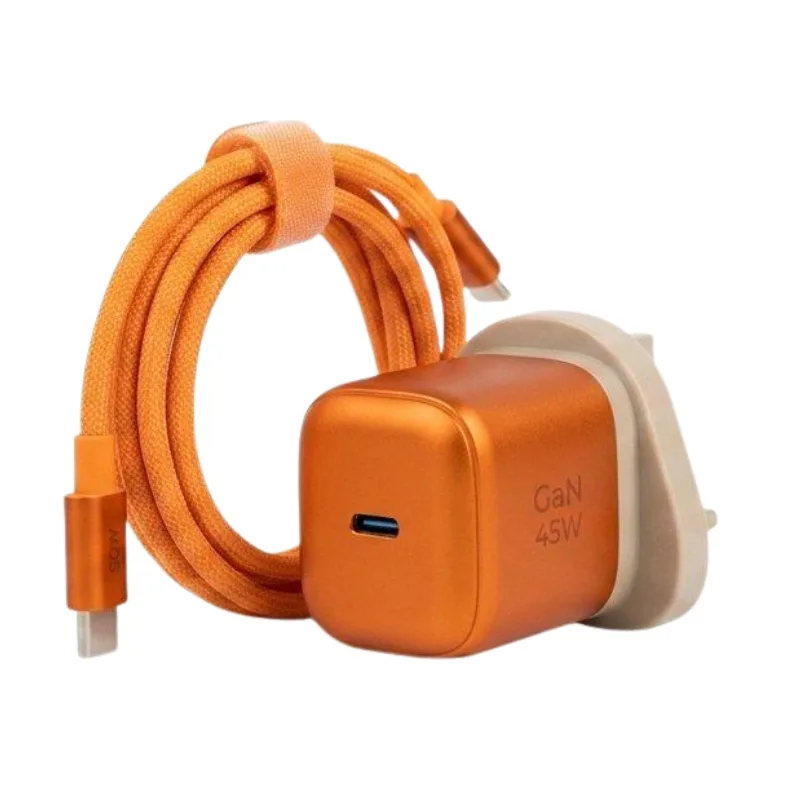 Momax Elite Charging Essential (45W GaN Charger+60W USB-C to USB-C Braided Cable 1.5m)-Orange