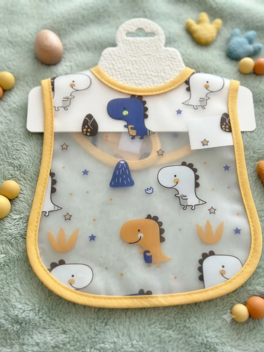 Patterned Baby Bib with Full Terry Cloth Back