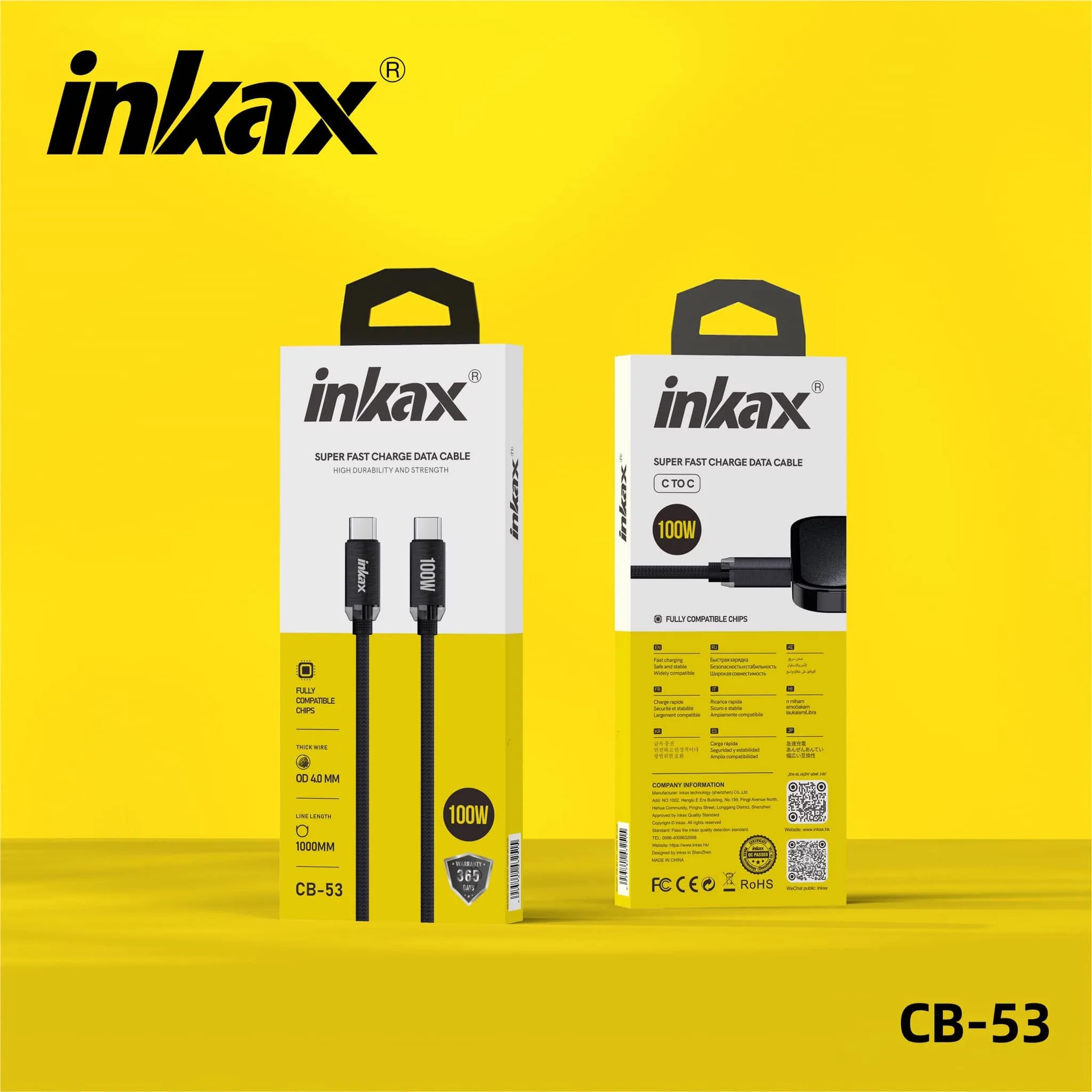Inkax CB-53 Type-C to Type-C 100w Black Cable