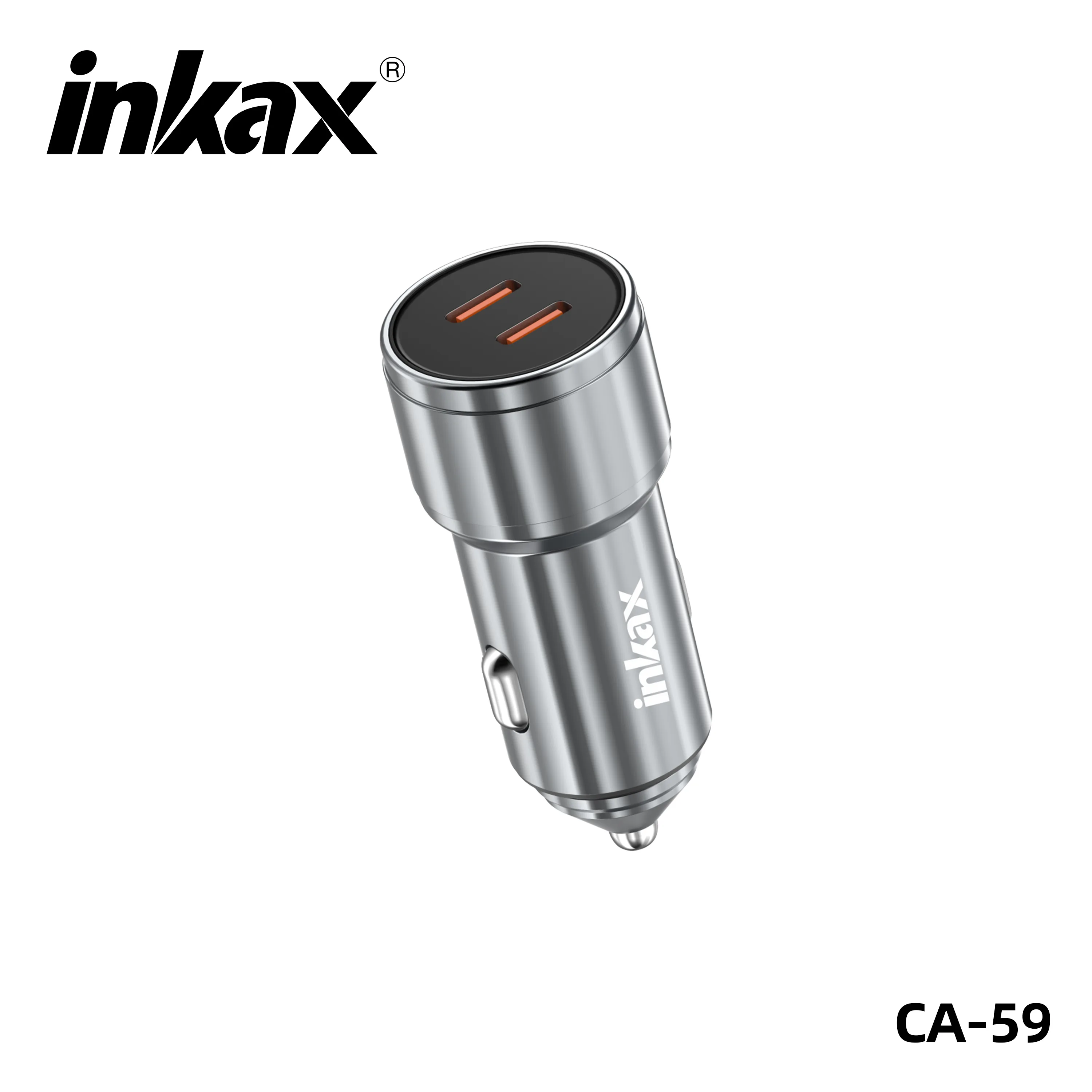 Inkax CA-59 Car Charger – 60W Fast Charger QC3.0 with Two Type-C Ports